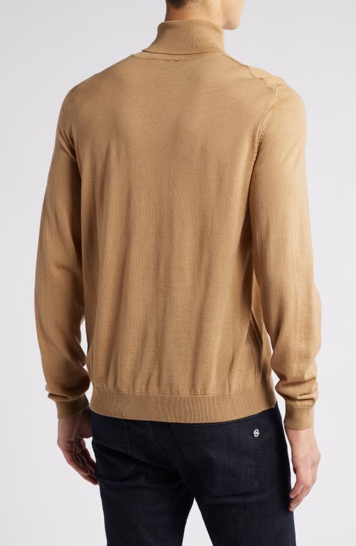 Hugo Boss Boss Musso Virgin Wool Turtleneck Sweater In Medium Beige