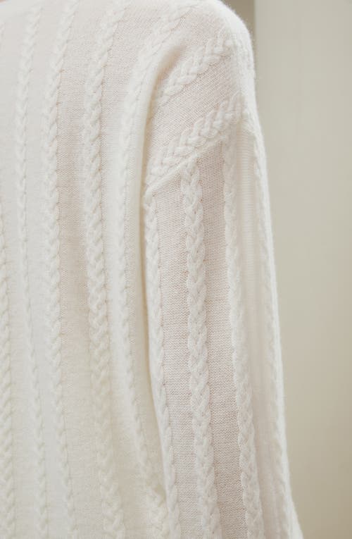 Lilysilk Semi-sheer Cable-knit Cashmere Sweater In White