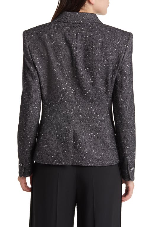 Hugo Boss Jocanah Double Breasted Blazer In Monochrome Slub Fantasy