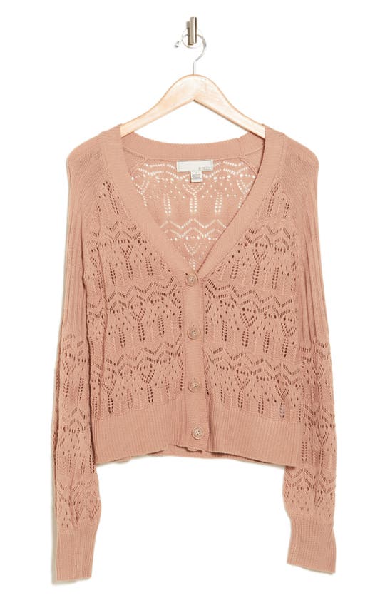Shop By Design Karina Pointelle Stitch Cardigan In Taupe