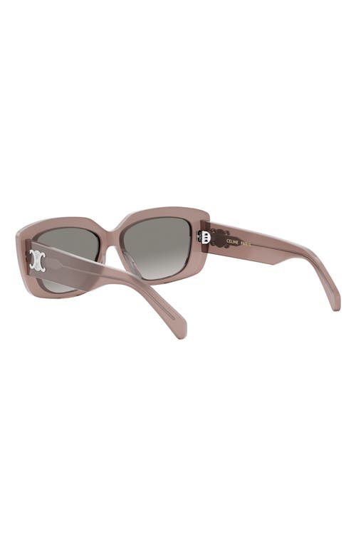 Celine Triomphe 55mm Gradient Rectangular Sunglasses In Shiny Light Brown/smoke