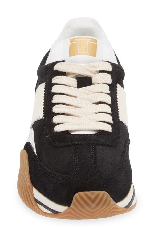 Shop Tom Ford James Mixed Media Low Top Sneaker In Black/cream