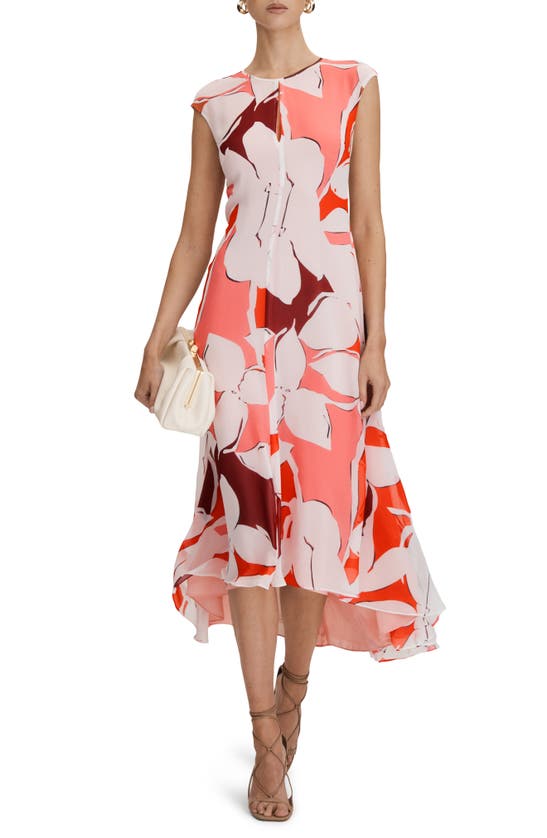 Shop Reiss Becci Floral High-low Dress In Red