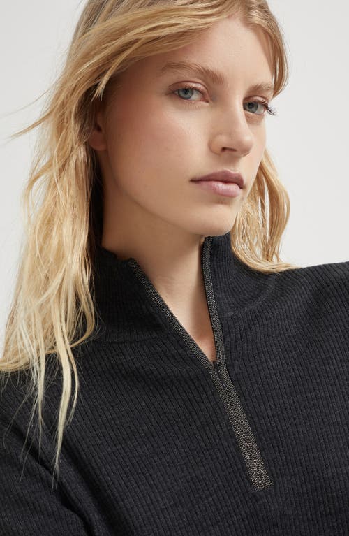 Brunello Cucinelli Virgin Wool-cashmere Rib-knit Sweater In Anthracite
