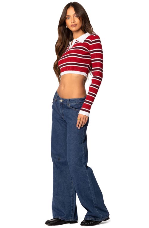 EDIKTED EDIKTED STRIPEY COLLAR RIB CROP TOP 