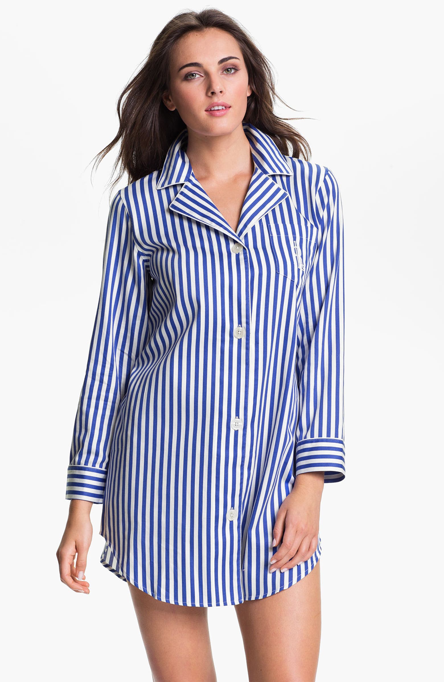 Lauren Ralph Lauren Sleepwear Stripe Sateen Nightshirt | Nordstrom