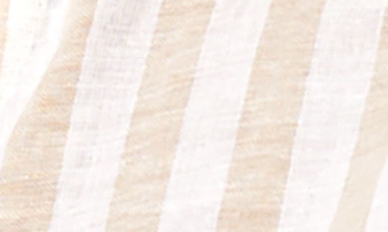 Shop Jones New York Stripe Tie Hem Linen Blend Shirt In Natural/ Nyc White