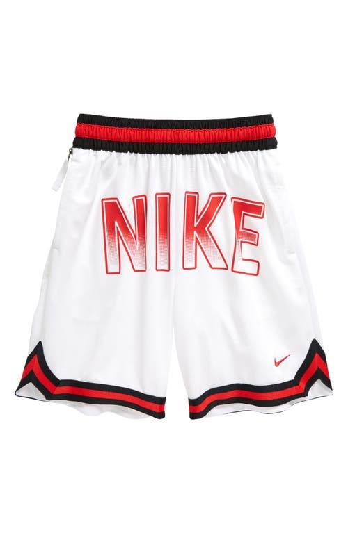 Nike Kids' Dri-fit Dna Mesh Basketball Shorts In White