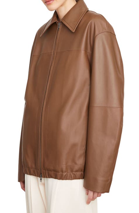 Oversize Leather Bomber Jacket