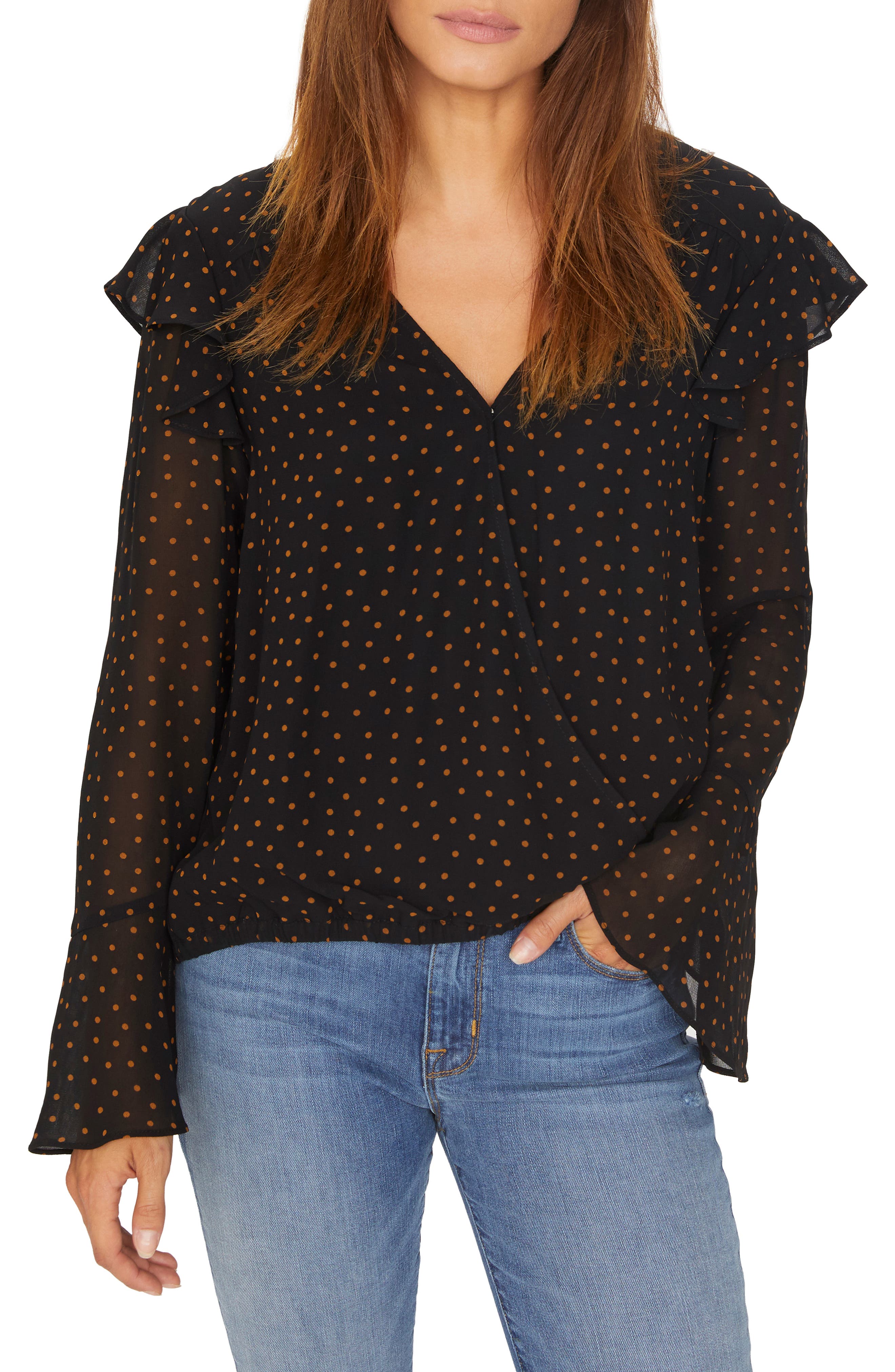 sanctuary polka dot blouse