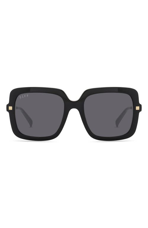 DIFF Sandra 55mm Polarized Square Sunglasses in Black