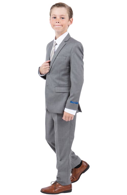 Shop Perry Ellis Kids' Earth Tan Five-piece Sharkskin Suit In Grey Slate