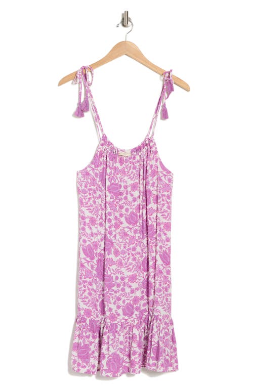 Shop Lovestitch Print Tie Strap Minidress In Ivory/lilac