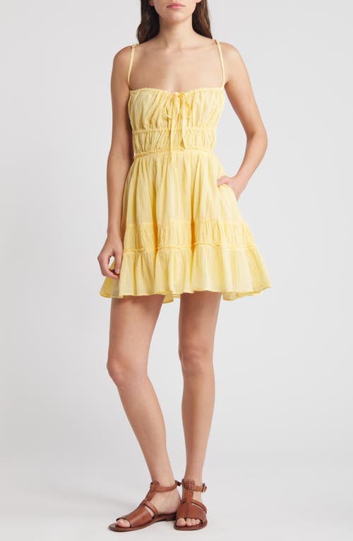 Free People Taking Sides Shirred Tiered Cotton Minidress at Nordstrom,