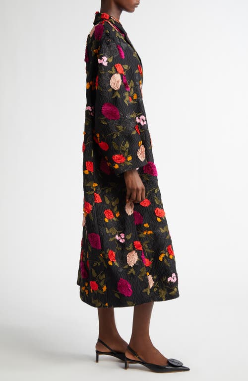 Shop Erdem Embroidered Metallic Floral Jacquard Evening Coat In Black