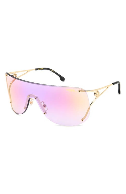 Shop Carrera Eyewear 99mm Shield Sunglasses In Gold Black/multilayer Viol