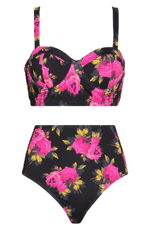 Shop Betsey Johnson Corset Two-piece Swimsuit In Pink Power