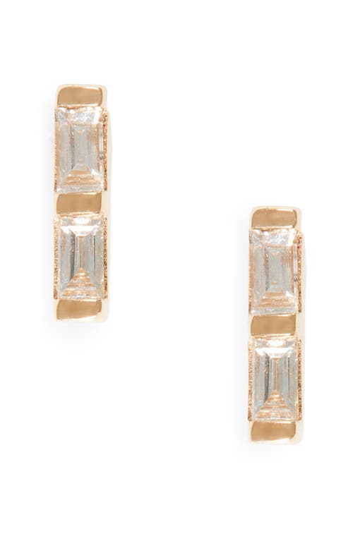 Dana Rebecca Designs Sadie Pearl Double Baguette Diamond Stud Earrings in Yellow Gold at Nordstrom