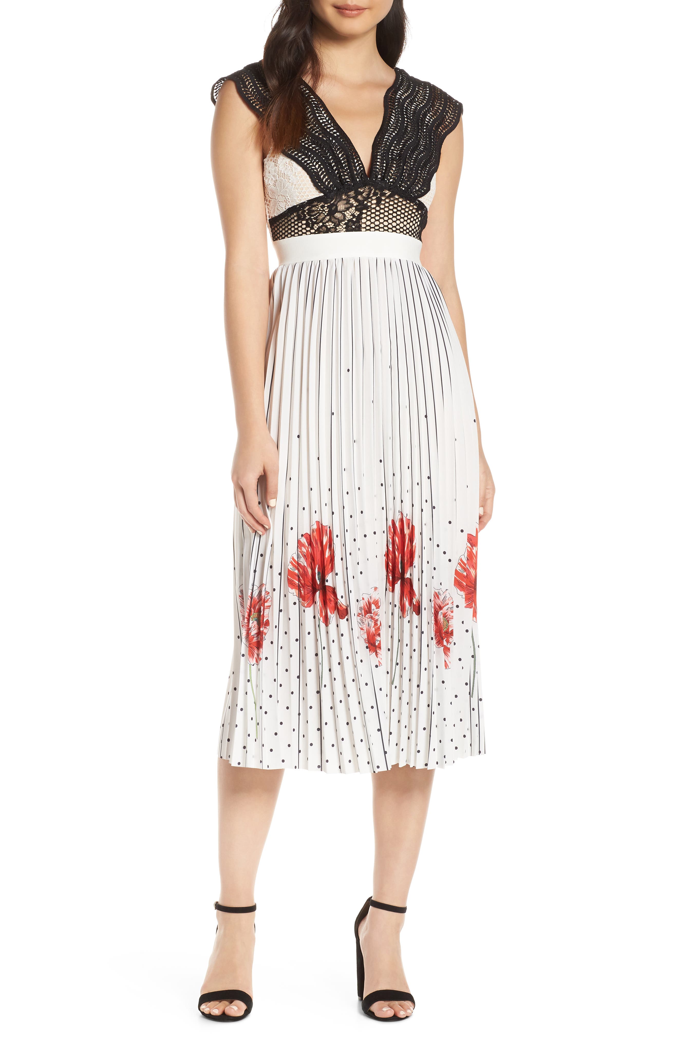 Foxiedox Hera Pleat Midi Dress, Ivory