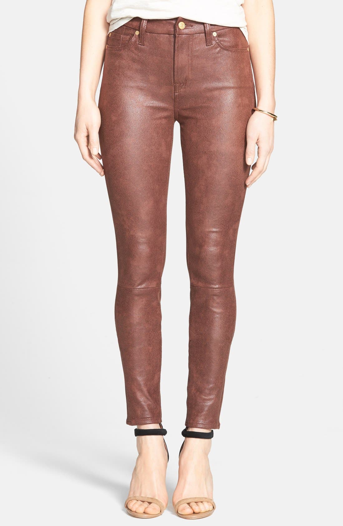 7 For All Mankind® Faux Leather Skinny Jeans (Wine Crackle) (Nordstrom