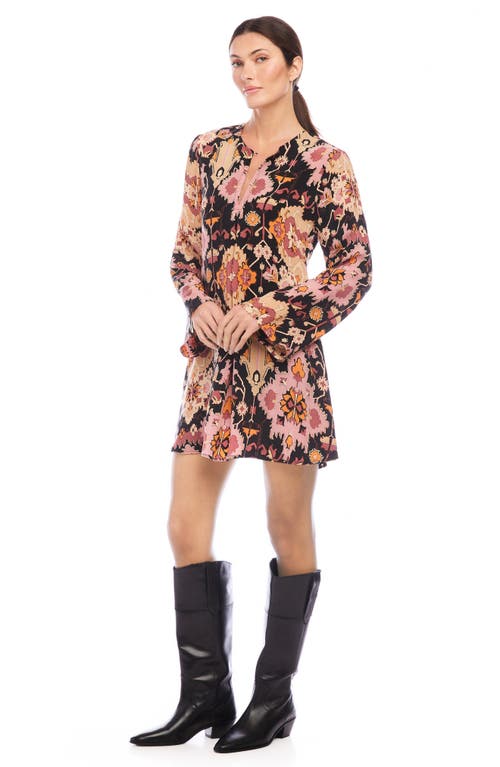 Shop Fifteen Twenty Layne Print Long Sleeve Minidress In Black Print