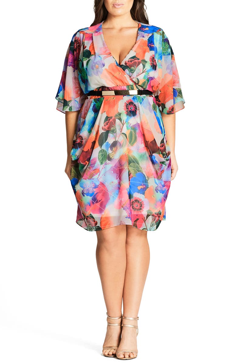 City Chic Floral Print Faux Wrap Dress (Plus Size) | Nordstrom