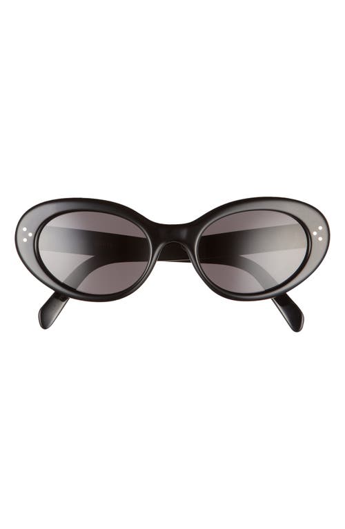 Shop Celine 53mm Cat Eye Sunglasses In Shiny Solid Black/smoke