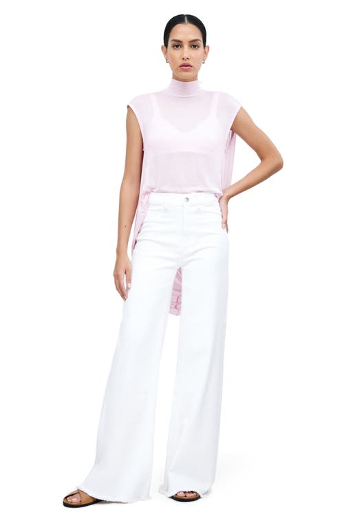 Shop Marcella Mccarren High Waist Raw Hem Wide Leg Jeans In White