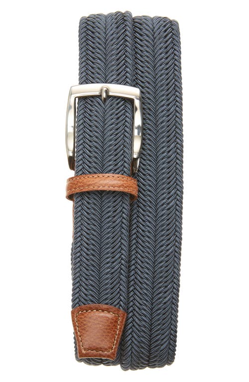 Torino Herringbone Woven Belt In Navy