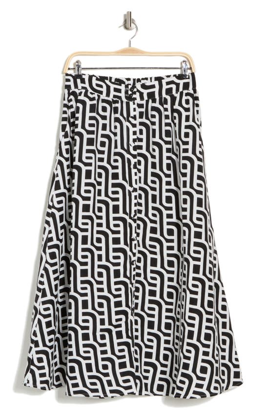 Shop Industry Republic Clothing Geo Print A-line Maxi Skirt In Black Chain