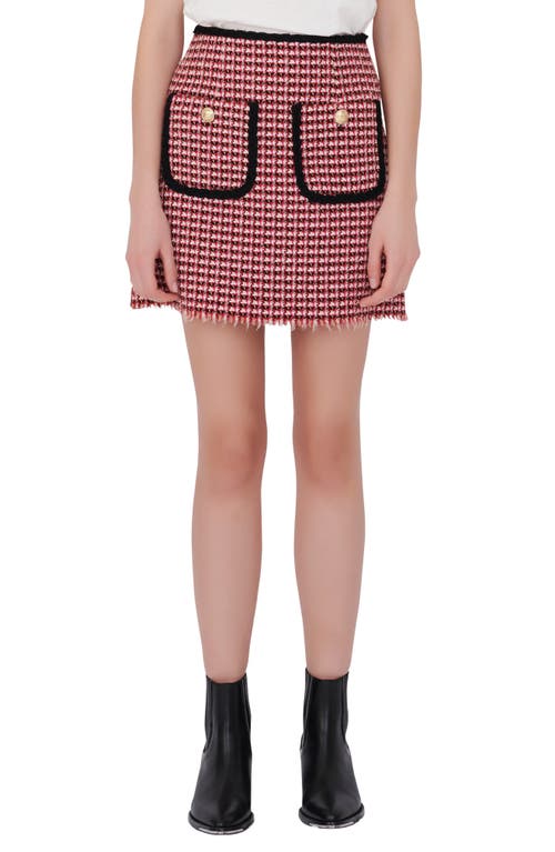 maje Tweed Miniskirt in Fuchsia