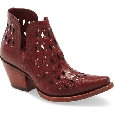 Ariat Dixon Perforated Studded Bootie, Red
