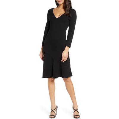 French Connection Sancia Lula Fit & Flare Dress, Black