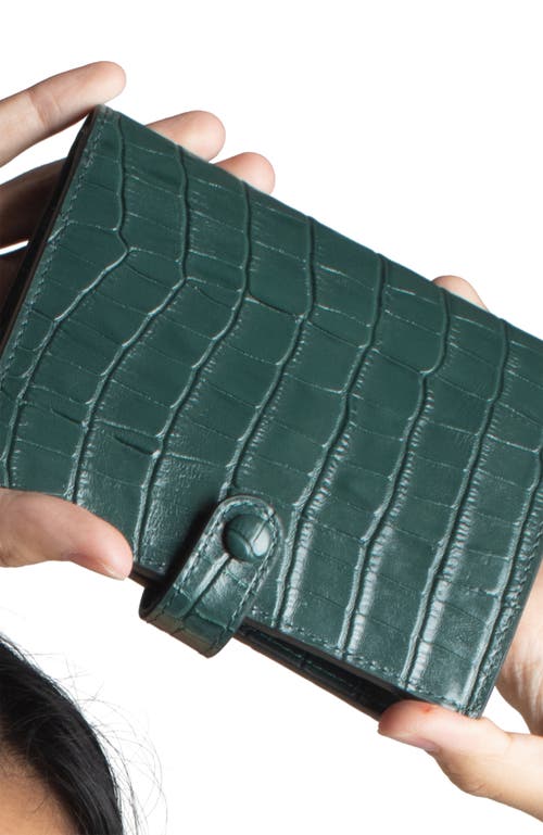 Shop Hyer Goods Upcycled Leather Passport Wallet In Forest Green Croc