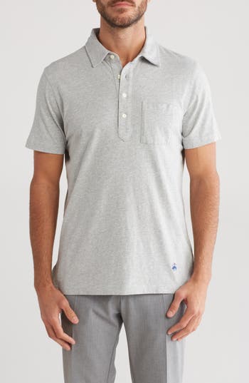 Brooks Brothers Cotton Jersey Pocket Polo In Gray