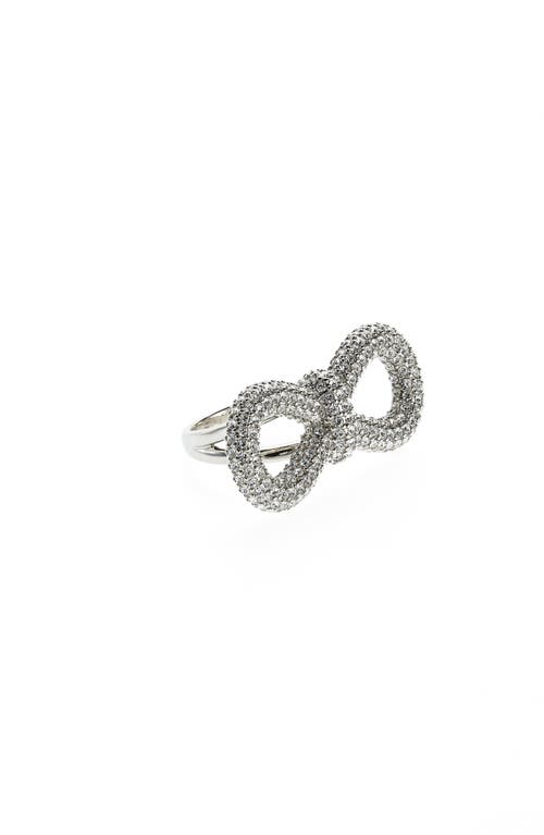 Mach & Mach Crystal Bow Ring in Silver