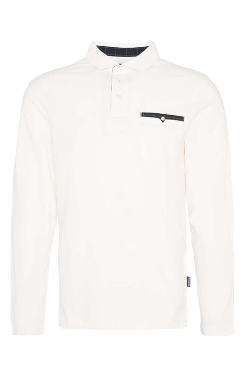 Shop Barbour Corpatch Long Sleeve Polo In Whisper White