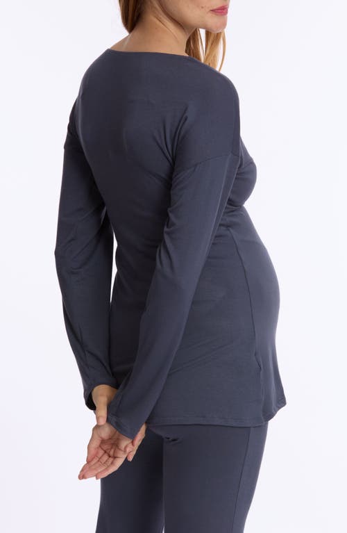 Shop Cache Coeur Louna Long Sleeve Maternity/nursing Sleep Top In Midnight Blue