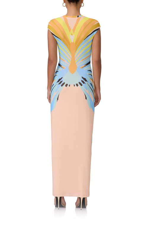 Shop Afrm Cody Print Cap Sleeve Mesh Maxi Dress In Bird Of Paradise