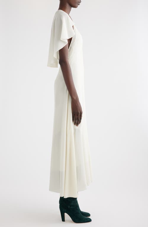 Shop Chloé Cape Sleeve Silk Georgette Maxi Dress In Pristine White