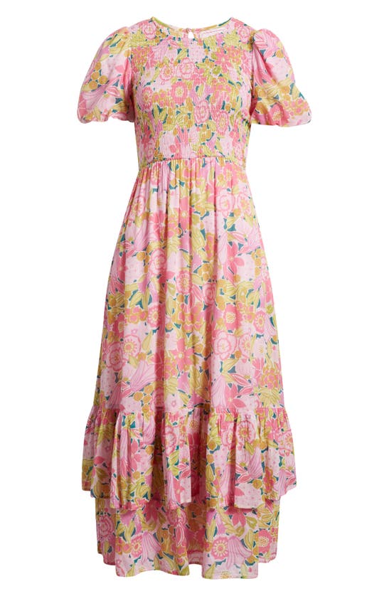 Banjanan Quant Print Puff Sleeve Tiered Ruffle Maxi Dress In Bloomsbury ...