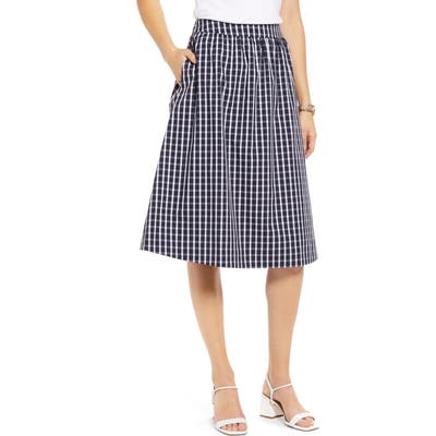 Petite 1901 Check Pull-On Skirt, Blue