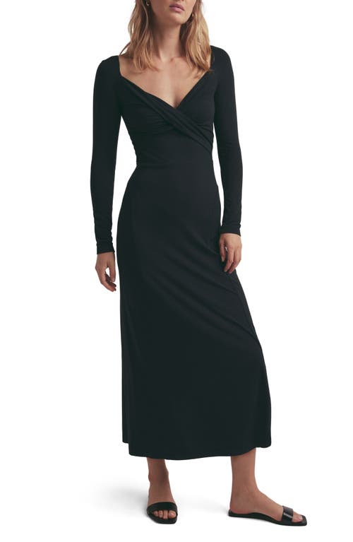 Favorite Daughter The Rosie Long Sleeve Midi Dress Black at Nordstrom,