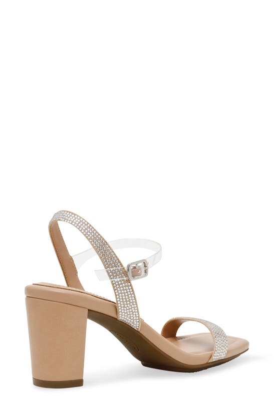 Shop Anne Klein Jiselle Embellished Ankle Strap Sandal In Natural Crystal