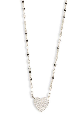 Shop Nordstrom Rack Cz Pavé Heart Pendant Necklace In Clear- Silver