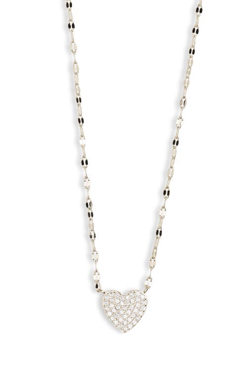 Shop Nordstrom Rack Cz Pavé Heart Pendant Necklace In Clear- Silver