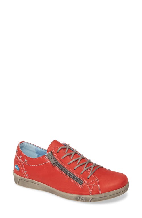 Aika Sneaker in Red Brushed Sole Leather