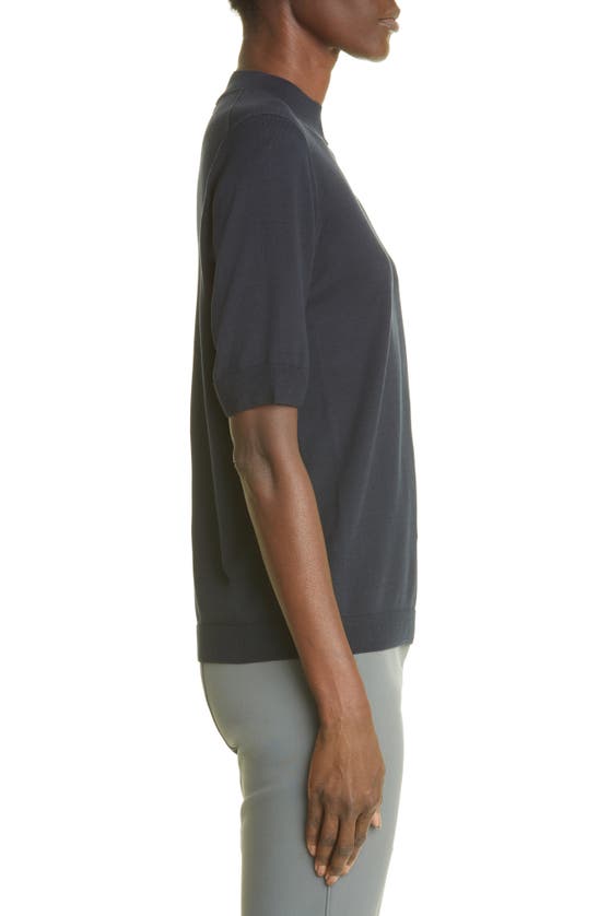 Lafayette 148 Mock Neck Short Sleeve Sweater In Ink