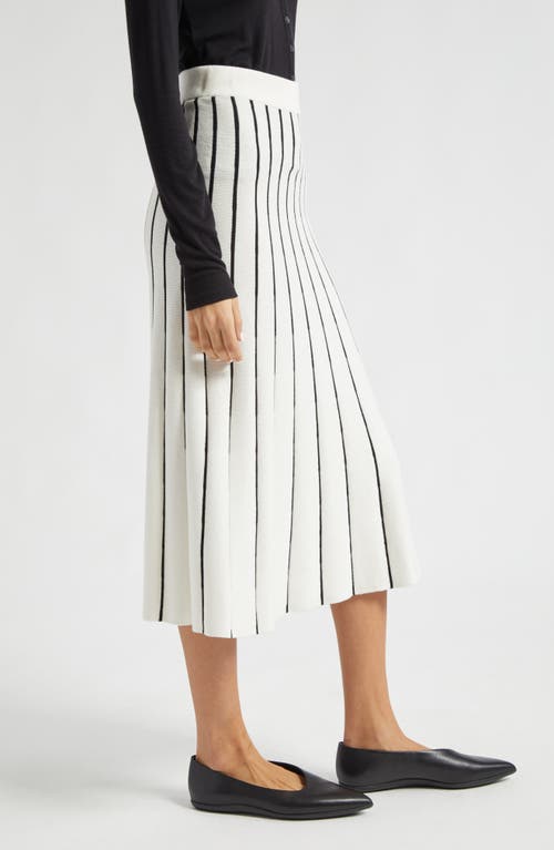 Atm Anthony Thomas Melillo Stripe Cotton Blend Skirt In Chalk/black