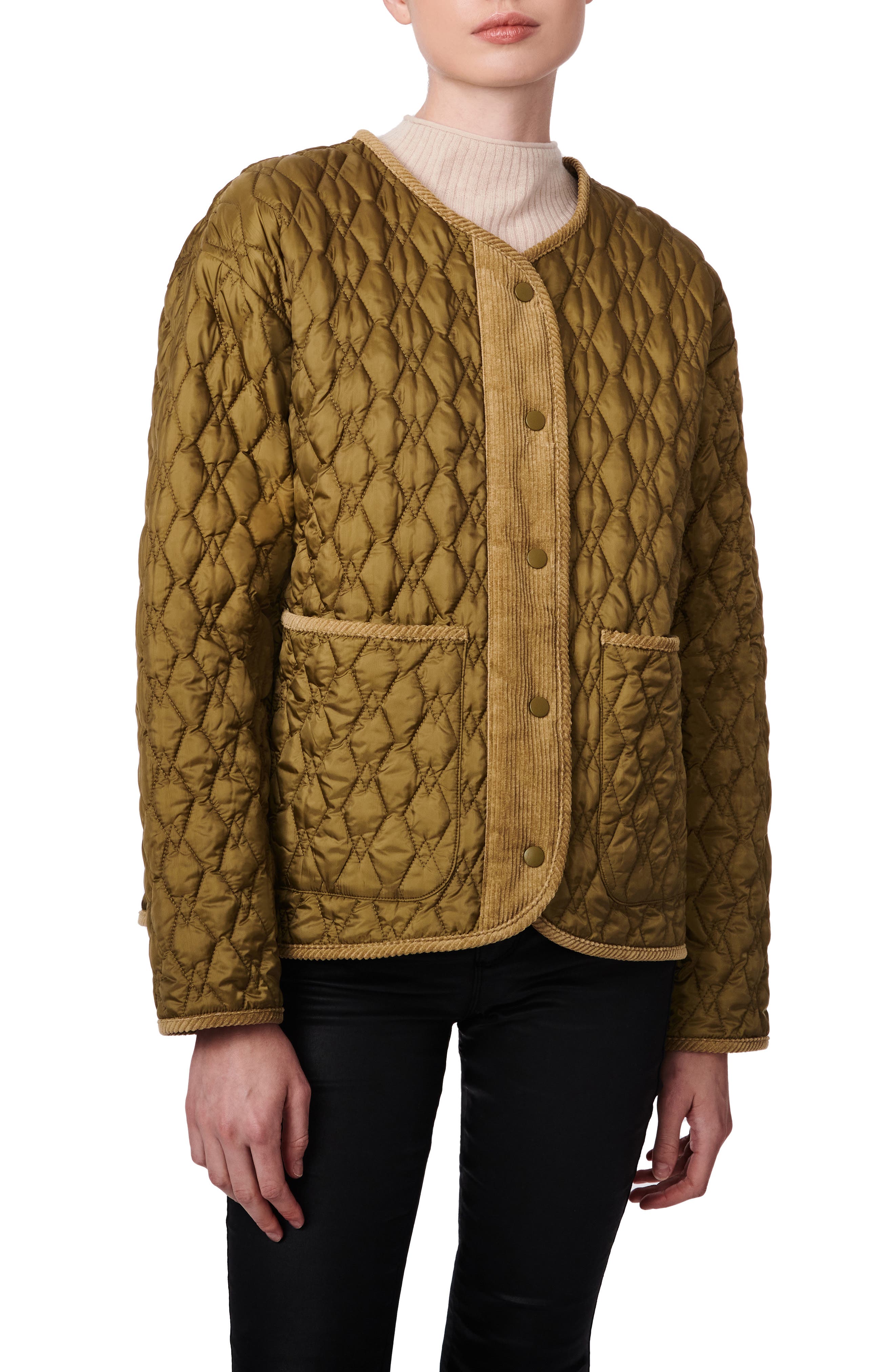 Corduroy Trim Quilted Liner Jacket 